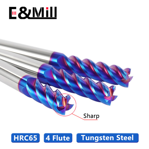 HRC65 4 flauta de tungsteno de acero fresado cortador de carburo fresa CNC Acero inoxidable aleación especial herramienta CNC 1-20mm final molino ► Foto 1/6