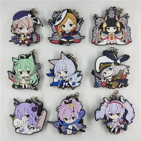 Azur Lane-figura de anime japonés original, charms de goma para teléfono móvil/llavero de correa ► Foto 1/6