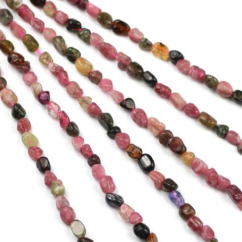 Cuentas de turmalina irregulares de 3 a 5mm, espaciador de grava de piedra Natural, cuentas sueltas para joyería, pulsera, collar, pendientes, DIY, 15'' ► Foto 1/6