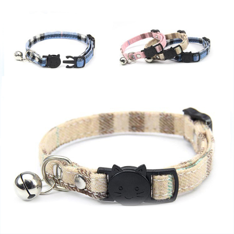 Collar de seguridad ajustable para gatos con cierre a presión, Material de algodón con campana, no mantiene el cuello, productos para cachorros de Mascota, Collar ► Foto 1/6