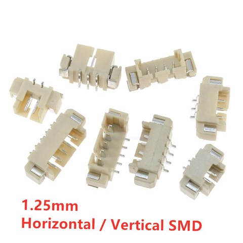 Conector macho de ángulo Vertical/Derecho, Conector de 1,25mm, Horizontal, SMD, 2/3/4/5/6/7/8/9/10/12P, 10 Uds. ► Foto 1/3