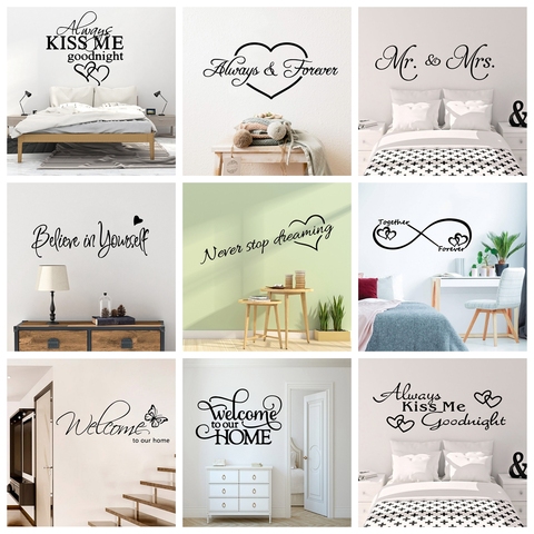 Adhesivo de pared romántico Love Always Forever para casa, dormitorio, decoración, adhesivos de decoración de habitaciones, adhesivos de pared, decoración Mural ► Foto 1/6