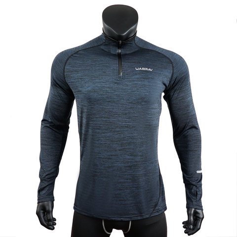 Camiseta deportiva de manga larga para hombre, ropa deportiva para correr, gimnasio, camiseta de compresión para Fitness, jersey con cremallera, senderismo, Rashguard w42 ► Foto 1/6