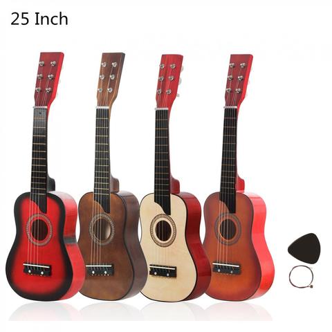 Guitarra acústica en tilo americano de 25 pulgadas, 12 trastes, 6 cuerdas con púas, guitarra de juguete para niños y principiantes ► Foto 1/6