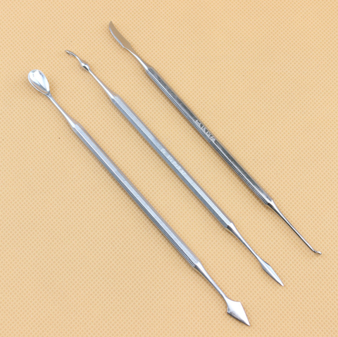 3 unids/set Dental cuchara de cera escultura cuchillo de acero inoxidable de doble cara de arcilla cuchillo dentista herramientas Dental a cera de herramienta ► Foto 1/6