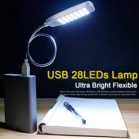 Lámpara de lectura LED para ordenador y portátil, lámpara de mesa Flexible, Ultra brillante, con USB, 28LEDs ► Foto 1/6