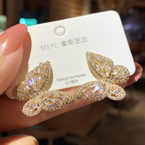 Nuevos pendientes coreanos colgantes redondos de moda de lujo para mujer, pendientes grandes de mariposa y oro para mujer, joyería 2022 ► Foto 1/6