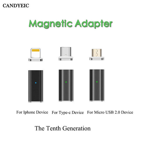 CANDYEIC rápido de carga magnético adaptador para IPhone Android tipo C Micro USB 2,0 dispositivo Micro cargador de Cable USB adaptador de USB-C ► Foto 1/6