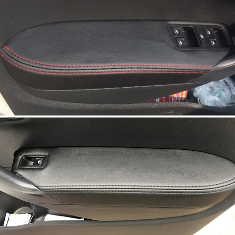 Cubierta de Panel de cuero para puerta de coche, reposabrazos de pegatina embellecedora para puerta Interior, solo Hatchback, para VW Polo 2011, 2012, 2013, 2014, 2015, 2016 ► Foto 1/5