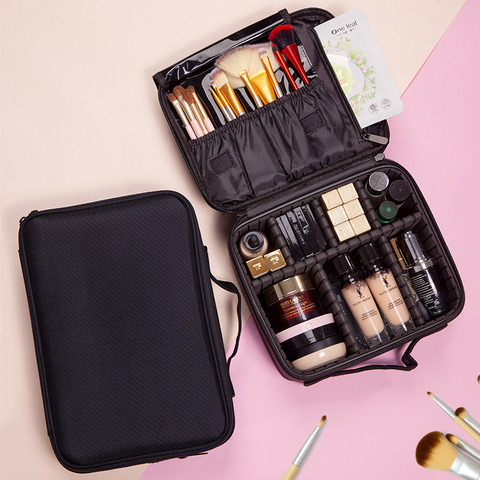 Bolsa de cosméticos para mujer, organizador de maquillaje de viaje, caja de maquillaje profesional, bolso de cosméticos, estuche de belleza para artista de maquillaje ► Foto 1/6