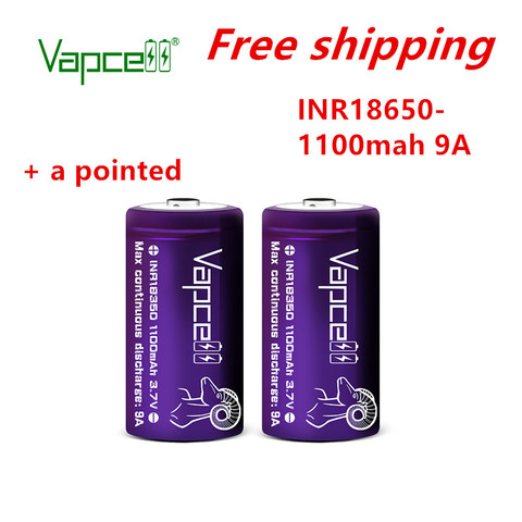 Vapcell-pilas de litio recargables INR 18350, 1100mah, 9A, 3,7 V, botón superior para linterna, herramientas, envío gratis ► Foto 1/5