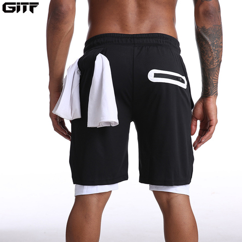 Pantalones cortos deportivos 2 en 1 para hombre, ropa para correr, gimnasio, entrenamiento de Fitness, Pantalones cortos de playa de secado rápido, pantalones cortos de deporte y entrenamiento de verano ► Foto 1/6