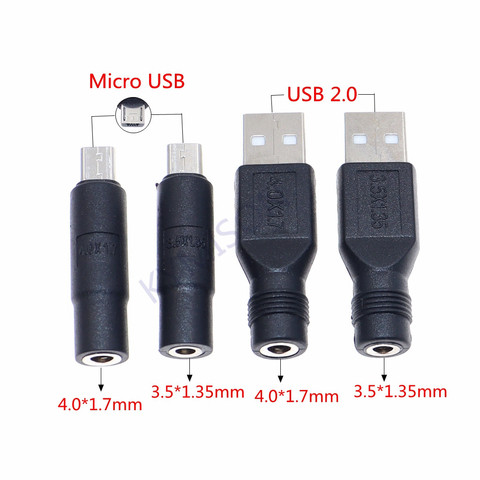 Adaptador de enchufe hembra para ordenador portátil, Conector Micro USB / USB 2,0 macho a DC 3,5x1,35/4,0x1,7mm ► Foto 1/6