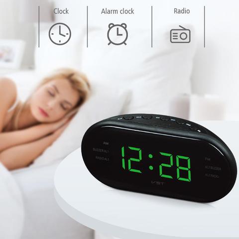 Despertador LED con Radio Digital AM/FM, Radio roja con enchufe europeo ► Foto 1/6