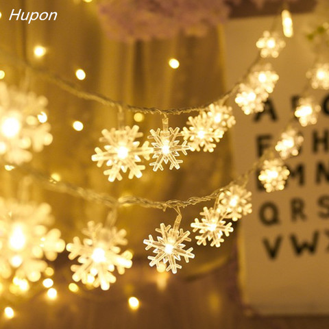 Guirnalda LED de copos de nieve para vacaciones, guirnaldas de luces colgantes, decoraciones para árboles de Navidad para fiesta en casa, Navidad, 2022 ► Foto 1/6