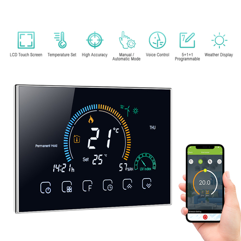 Termostato WiFi programable para calefacción de caldera de Gas, Termostato inteligente por voz por Wifi, Control por APP para Echo, Google Home ► Foto 1/6