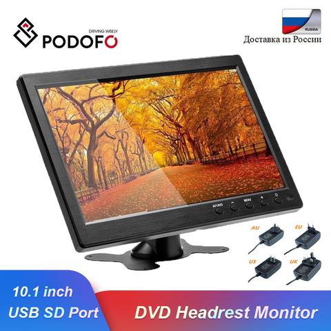 Podofo-Monitor para reposacabezas de coche, pantalla LCD TFT Digital HD, reproductor de DVD, diseño delgado, revestimiento UV, HDMI, VGA, AV, Puerto SD ► Foto 1/6