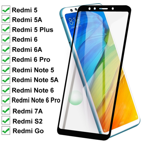 11D vidrio templado para Xiaomi Redmi 5 Plus 5A ir 6 6A 7A S2 completa de la cubierta de Protector de pantalla en Redmi Note 5 5A 6 película protectora Pro ► Foto 1/6