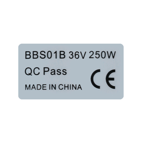 Etiquetas adhesivas para Motor de bicicleta eléctrica Bafang BBS01B BBS02B BBSHD, 36V, 6/12 W, 250 Uds. ► Foto 1/4