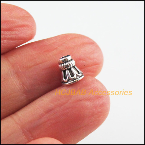 Separador de bocina tibetano, 60 conectores de cono diminutos de Color plata, cuentas de extremo de 6x7mm ► Foto 1/4