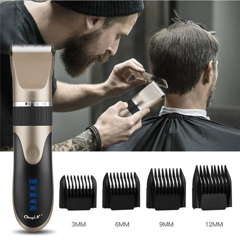 Maquinilla de cortar el pelo profesional para hombre, cortadora de pelo recargable por Usb Digital, cuchilla de cerámica, maquinilla de afeitar, máquina de peluquero ► Foto 1/6