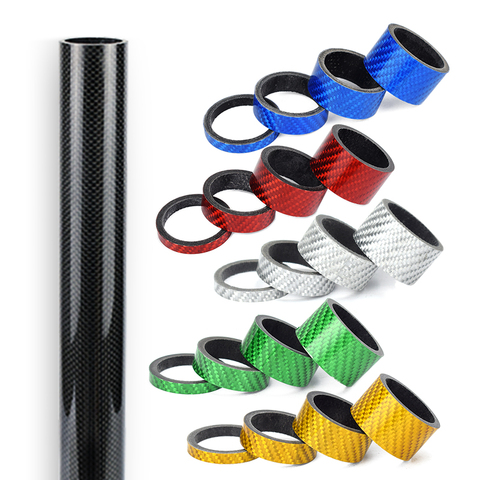 Separadores de auriculares de fibra de carbono para bicicleta, accesorios de bicicleta de 5/10/15/20mm, para horquilla delantera de bicicleta de 28,6mm, 1/1/8 
