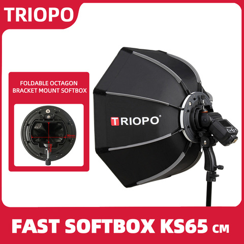 TRIOPO-caja difusora plegable de 65cm, octágono, con mango para Godox Yongnuo Speedlite, accesorios de fotografía con Flash para estudio ► Foto 1/6