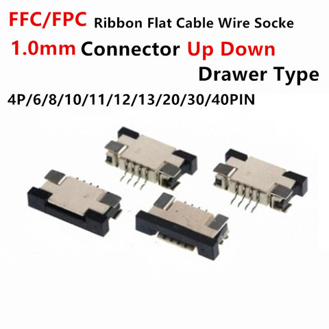 Cable plano FFC/cinta FPC, 5 uds., conector de 0,8mm, 8/10/12/14/16/20/24/30/40/54/60 pines arriba y abajo, tipo cajonera ► Foto 1/5
