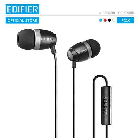 EDIFIER-auriculares intrauditivos P210 con micrófono en línea, cascos estéreo de graves, manos libres, 3,5mm, con cable de Control, HiFi ► Foto 1/6