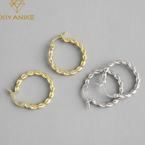 XIYANIKE 925 de plata de ley 2022 gran oferta pendientes argolla trenzados encanto femenino Retro de moda de lujo francés romántico Oorbellen ► Foto 1/6