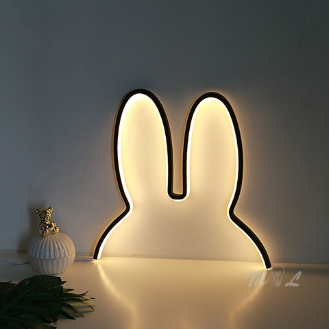 Luz Led nocturna con forma de conejo moderno escritorio USB Lámpara para niños chico habitación luz regalo de Navidad 5W lindo lámpara de noche a casa Deco luminaria ► Foto 1/6