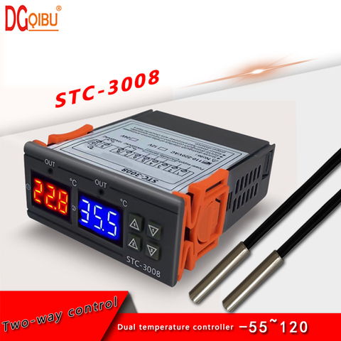 Controlador de temperatura Digital doble de STC-3008, termostato de la incubadora, interruptor de Control de enfriador y salida de dos relé ► Foto 1/6
