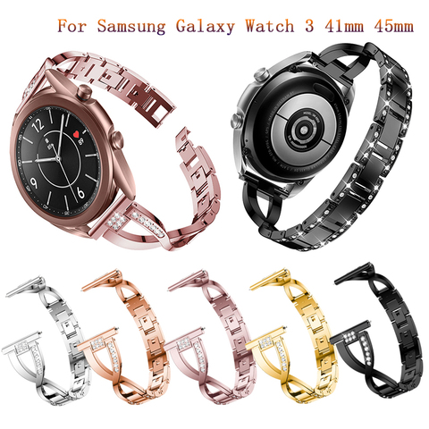 Correa de acero inoxidable de lujo para Samsung galaxy watch 3, correa de Metal de 20 a 22mm para reloj inteligente Samsung galaxy watch 3 de 41mm y 45mm Active 2 de 40mm y 44mm ► Foto 1/6