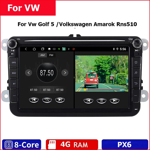 Android 10 coche 2 Din reproductor Multimedia Dvd Gps Radio Auto navegación Wifi Bluetooth DSP para Vw Golf 5 /Volkswagen Amarok Rns510 ► Foto 1/6