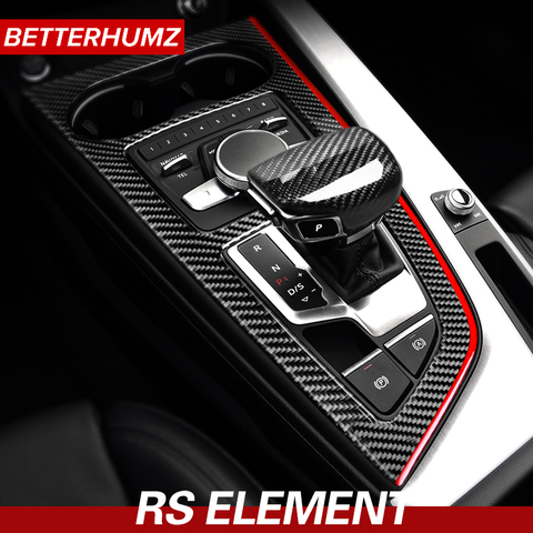 De fibra de carbono de cambio de engranaje de Panel de Control Trim pegatinas Multimedia mando botones cubierta calcomanías para Audi A4 A5 2017-2022 de estilo ► Foto 1/6