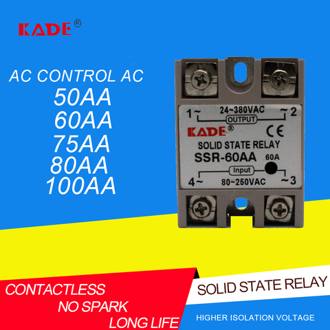 SSR-50AA / 60AA / 75AA/80AA/100AA CA, relé de estado sólido monofásico con tapa antipolvo de plástico ► Foto 1/6