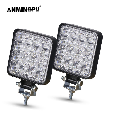 ANMINGPU-minibarra LED de trabajo para coche, luz LED cuadrada de 12V y 24V para barco, camionero, Atv, 4x4, Tractor, 42W y 48W, foco de luz LED ► Foto 1/6