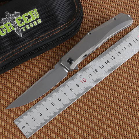 Mini cuchillo de aleta persa de espina verde, hoja D2, mango de aleación de titanio, práctico cuchillo de fruta plegable EDC para acampada al aire libre ► Foto 1/6