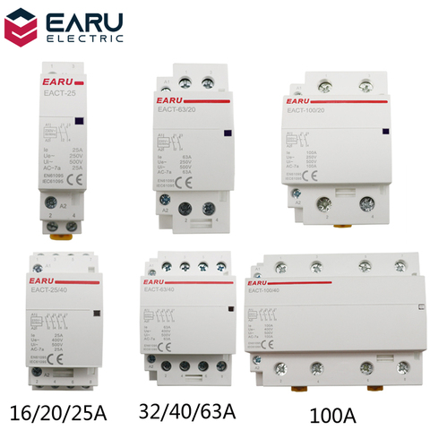 Controlador de interruptor de Contactor Modular para el hogar, controlador de interruptor de Contactor Modular de 2P/4P 16-100A AC 220V DC 12V/24V 50/60Hz para hogar y Hotel ► Foto 1/6