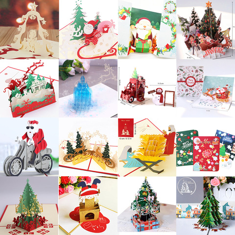 3D Pop Santa tarjetas con tarjetas de felicitación de Navidad Fiesta invitaciones regalos tarjeta de felicitación de Año Nuevo regalos de aniversario postal ► Foto 1/6