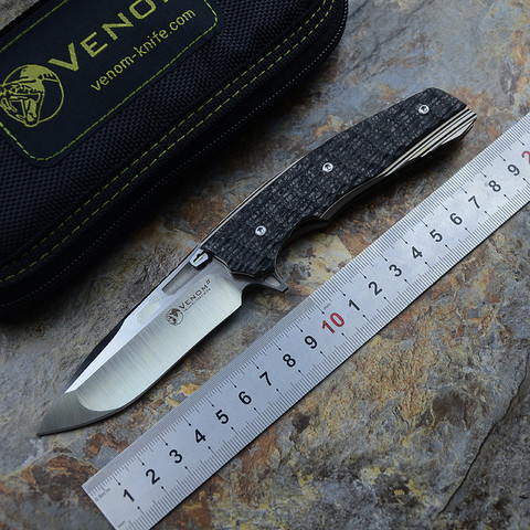 Kevin John-cuchillo VENOM II M390, rodamiento de bolas, mango de titanio plegable, herramienta de supervivencia para caza, engranajes para exteriores ► Foto 1/6