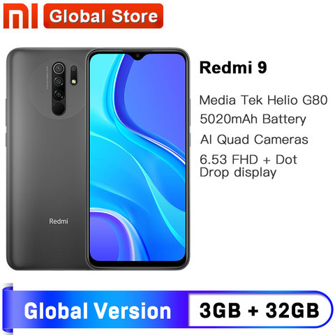 Redmi 9-teléfono inteligente octa-core, versión Global, 3GB RAM, 32GB rom, procesador Helio G80, cámara trasera de 13,0mp, batería de 5020mAh, tipo c, pantalla de 6,53 pulgadas, soporta NFC ► Foto 1/4