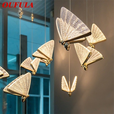 OUFULA-candelabros de mariposa para el hogar, lámpara de techo moderna, diseño creativo, luz LED ► Foto 1/6