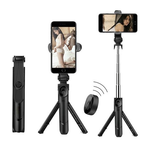Palo de Selfie 3 en 1 para teléfono, trípode extensible, monopié con control remoto por Bluetooth Para palo de Selfie para teléfono inteligente ► Foto 1/6