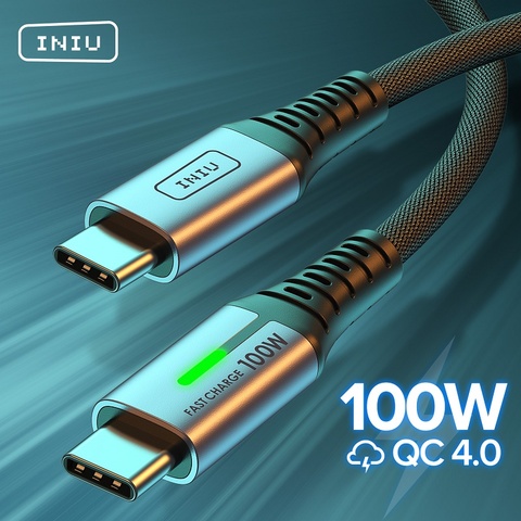 INIU-Cable USB tipo C a tipo C, Cable de datos de carga rápida tipo C de 100W para Xiaomi mi 11 10 Huawei P30 Samsung Macbook Pro ► Foto 1/6
