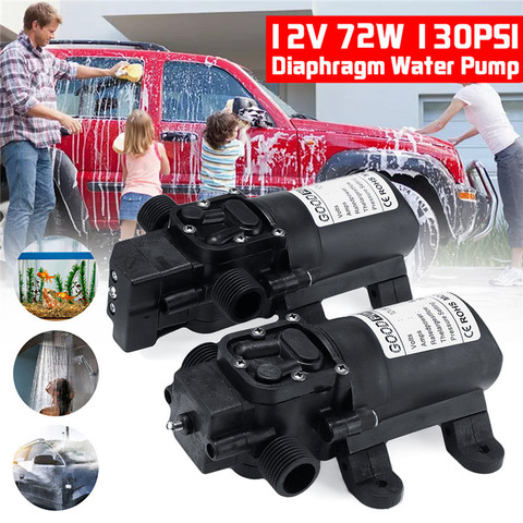 DC 12 V 130PSI 6L/min bomba de agua eléctrica negro Micro bomba de agua de diafragma de alta presión pulverizador lavado de coche 12 V ► Foto 1/6