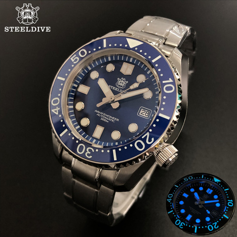 STEELDIVE-Reloj de buceo profesional NH35 para hombre, de 300M, resistente al agua, con bisel de zafiro y cerámica, mecánico automático, 30bar ► Foto 1/6