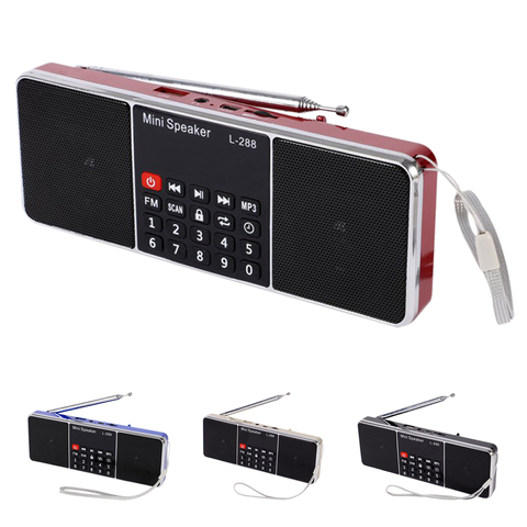 Mini portátil recargable estéreo L-288 altavoz de Radio FM LCD Sn apoyo TF Tarjeta de disco USB MP3 reproductor de música altavoz negro ► Foto 1/5