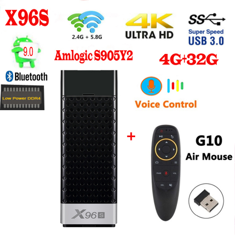 Tv stick X96S, 4gb, 32gb opcional, g30 air mouse, Android 9,0, Quad Core, Amlogic S905Y2, Wifi, Bluetooth 4,2, g00gle store ► Foto 1/5