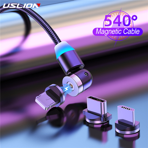 Cable USB magnético LED 540, Cable de carga rápida USB tipo C, Micro cargador magnético para iPhone 12, Xiaomi, Redmi, Samsung y Huawei ► Foto 1/6